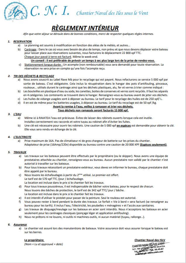 Règlement Intérieur français